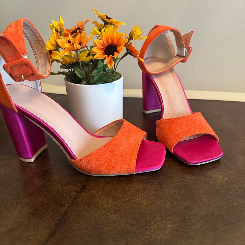 Vibrant Orange and Pink Women's Heels